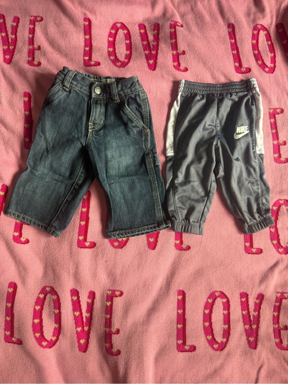 Nike Gray Track Pants with Dark Blue Denim Jeans - Kids Bottoms